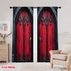 2D flat printing 2pcs Drapes Gothic Doors Red (8) Versatile 100% Polyester  Without Electricity Festive Backdrops Applies to