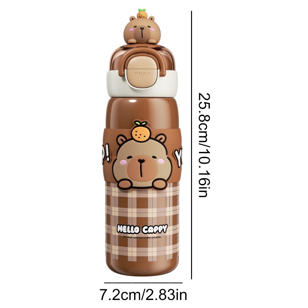 Leak-Proof Durable Water Bottle Cute Capybara Water Cup Stainless Steel Vacuum Insulated Bottle Kapibara Tumbler School Mug Gift