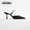 Sandali con Tacco Alto Estate Nuovi Punta Appuntita Tacco a Spillo Nero Sexy Sandali da Donna Strass Paillettes Taglia Grande Pantofole scarpa donna