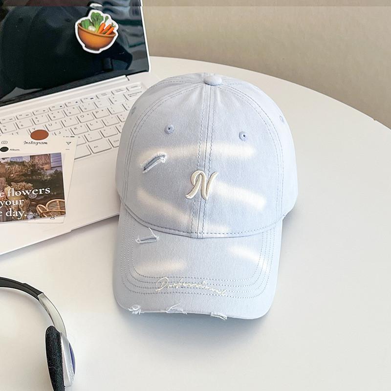 Casual Korean Embroidered Baseball Cap With Sunblock And Foldable Feature For Spring Outings