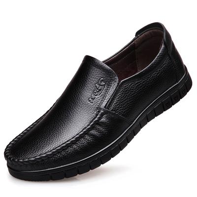 New Men's Genuine Leather Shoes Brand Father Casual Leather Anti Slip Black Middle-aged Man Cow Leather Shoes
