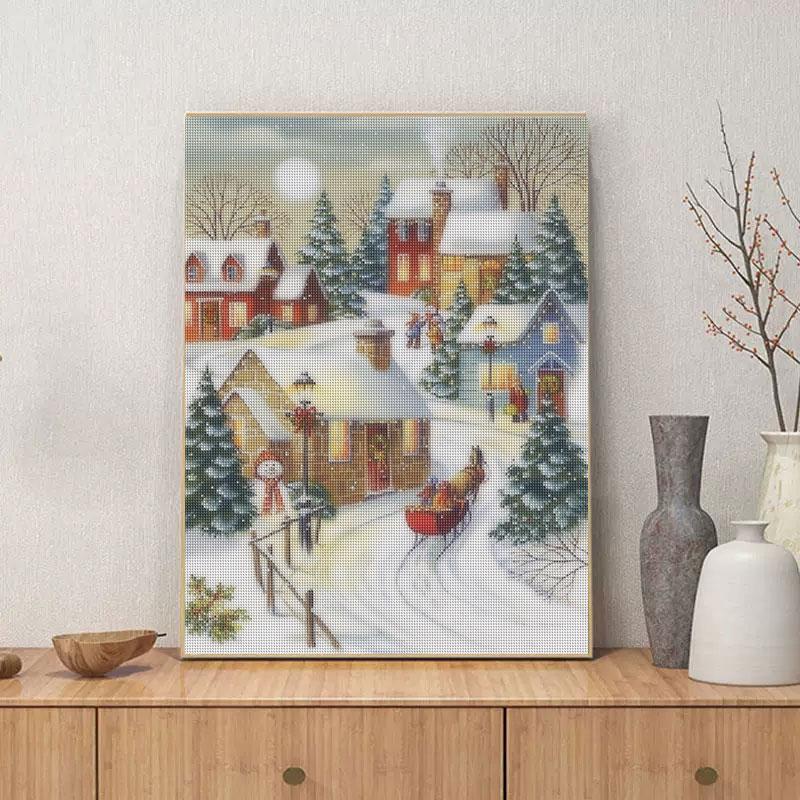 Diamond Painting Christmas House Diamond Embroidery Landscape Mosaic Cross Stitch Handmade Gift 30x40cm/12x16inch