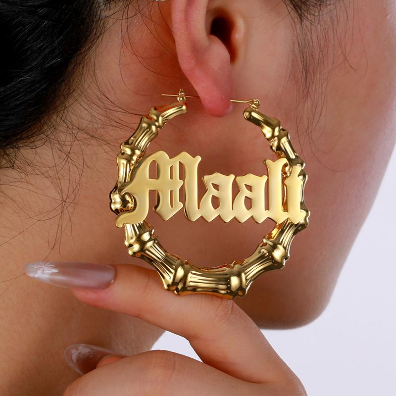 Customized Name Earrings Stainless Steel Hoop Earrings European and American Fashion Unique Women's Jewelry Valentine's Day Gift