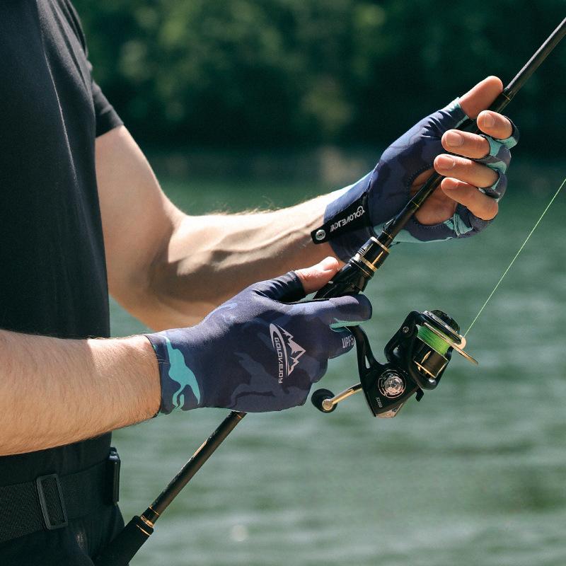 Summer Waterproof Fishing Gloves, Anti Slip Breathable Ice Silk Fishing Gloves for Men and Women Bicycle Skiing Fishing Gloves