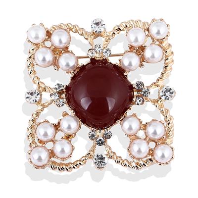 Fashion Literary Pearl Diamond Brooch Large Pin Shawl Accessory Long-lasting Color Exquisite Women's Clothing Decor