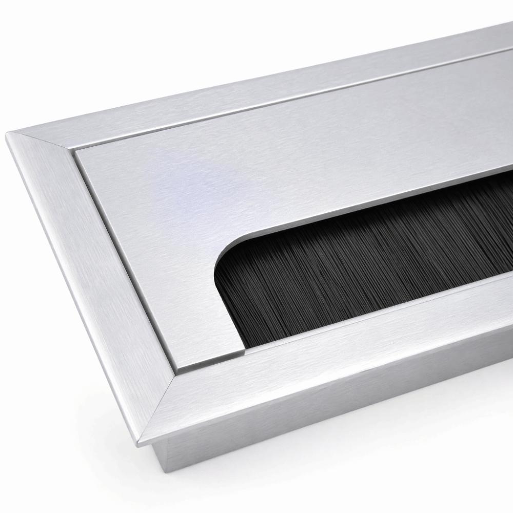 Silver Wire Hole Cover Aluminum Alloy Rectangle Cable Grommet Durable Cable Grommet Computer Desk