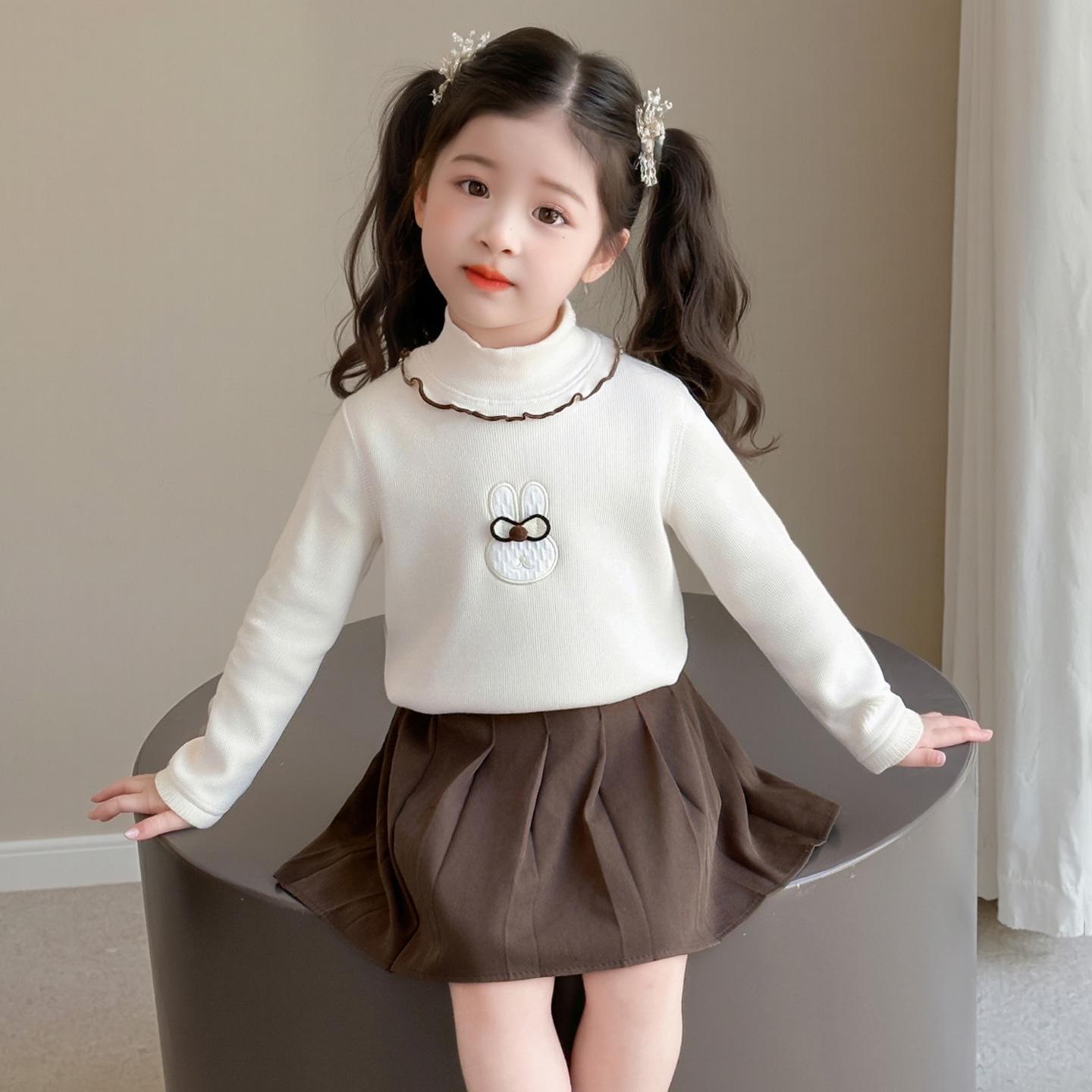 

Girls Fleece-Lined Winter Base Layer Top, Baby/Toddler Warm One-Piece, Children s Semi-High Neck Inner Layer 120cm білий/слонова кістка