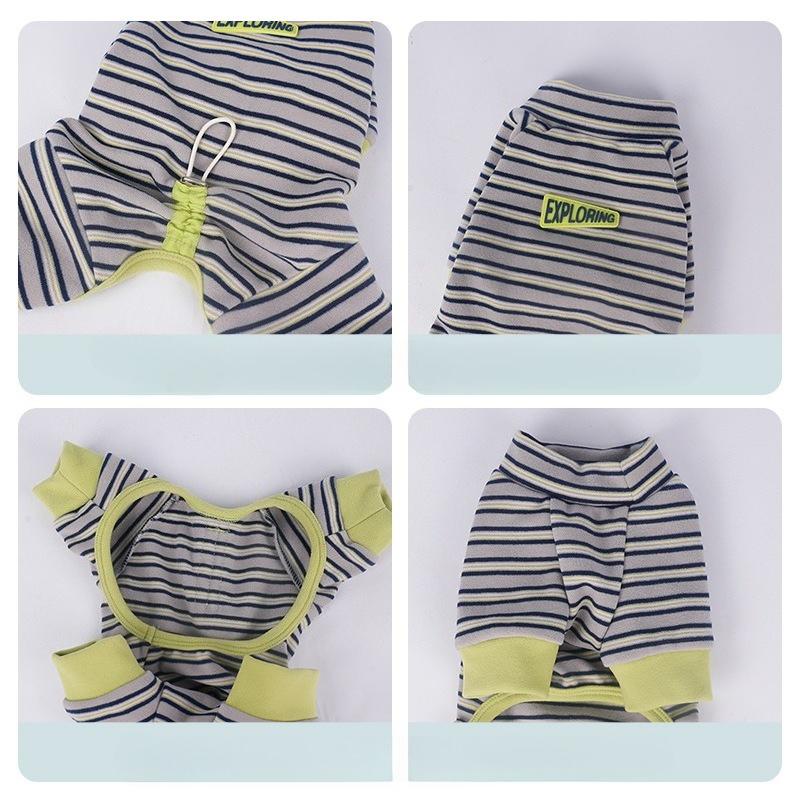 Striped Casual Four-legged Base Layer Small Dog Pet Clothes Dog Clothes Autumn-winter Clothing Four-legged Clothing