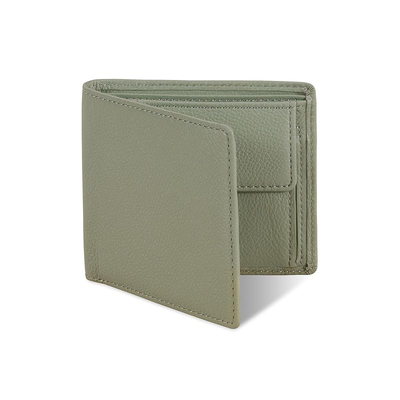 

[Business Leather Factory] Bi-fold wallet (with coin purse) Water repellent original leather cow leather unisex 6 pockets Thin (mint gray)