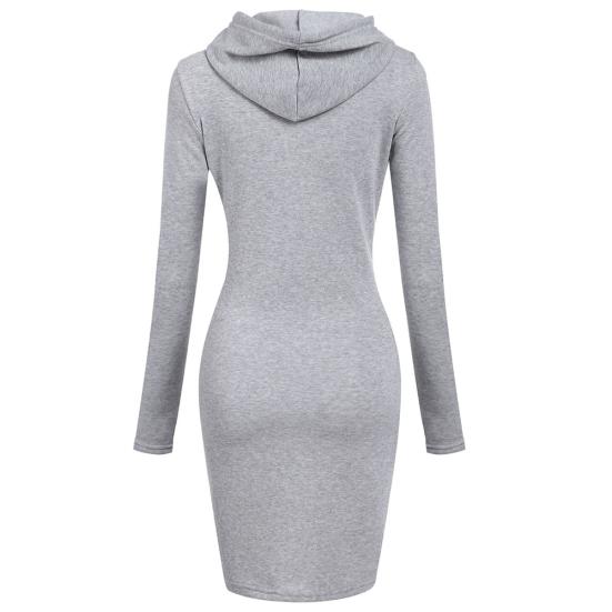 Jednobarevné dámské mikiny s kapucí s dlouhým rukávem, bodycon, mikiny s kapucí, šaty