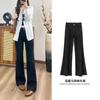 Women's High Waist Flare Jeans Slim Fit Vintage Water Wash Solid Black Denim Pants Medium Stretch Spring Casual Trousers