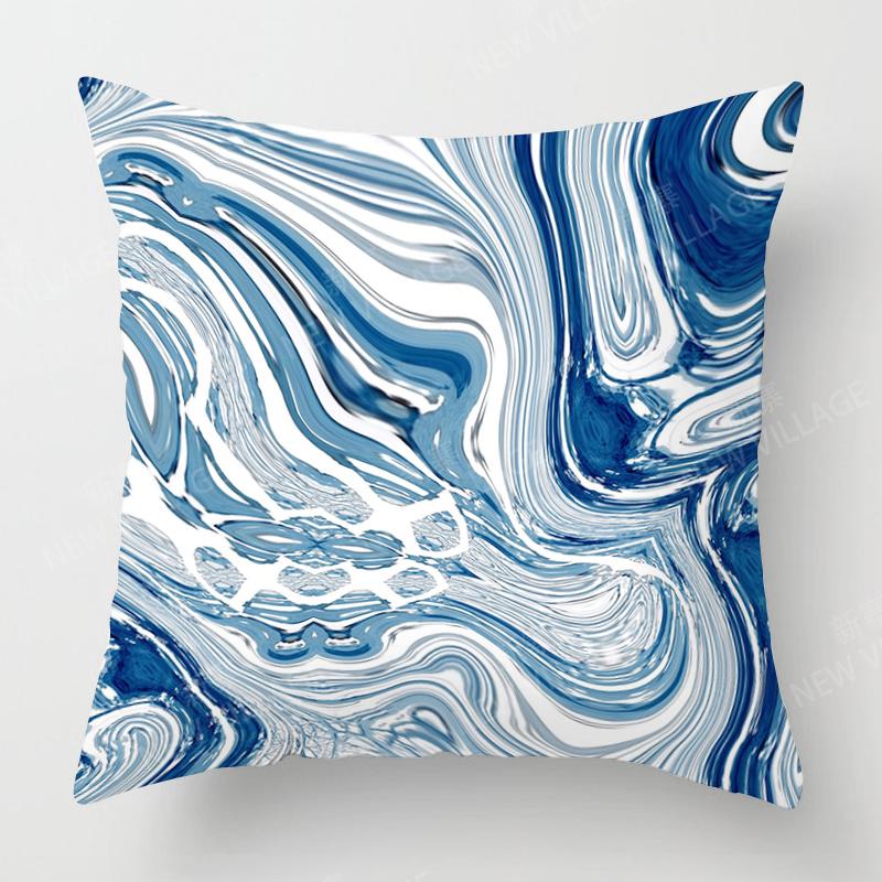 Personality Blue Cushion Cover Geometric Abstract Pillowcase Home Decoration Living Room Sofa Cushion Pillowcase