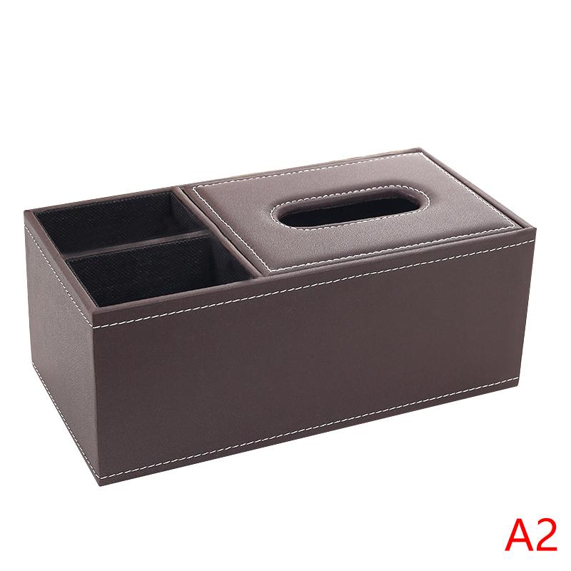 Faux Leather Rectangle Paper Holder Tissue Dispenser Storage Box Remote Control Storage Box Multi-Purpose Leather Tissue Box