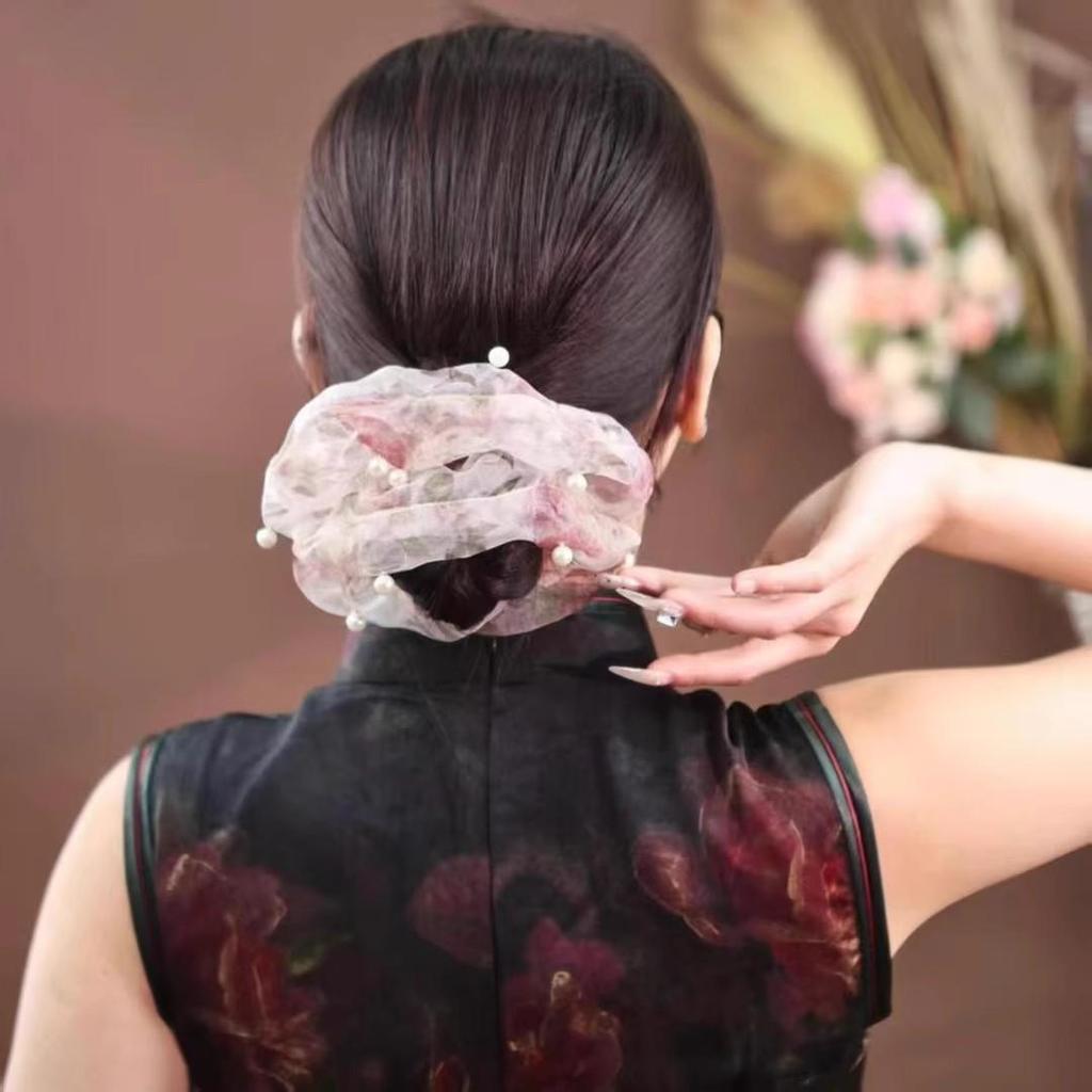 Elegant Mesh Hair Tie with Sparkling Rhinestones, High-End Luxury Hair Accessory for Women, 2025 Style