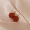Women Red Agate Hook Earrings Simple Fashion Retro Jewelry