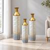 3 Pieces Tall Floor Vase Textured with Gilded Golden Detail Modern for Residential