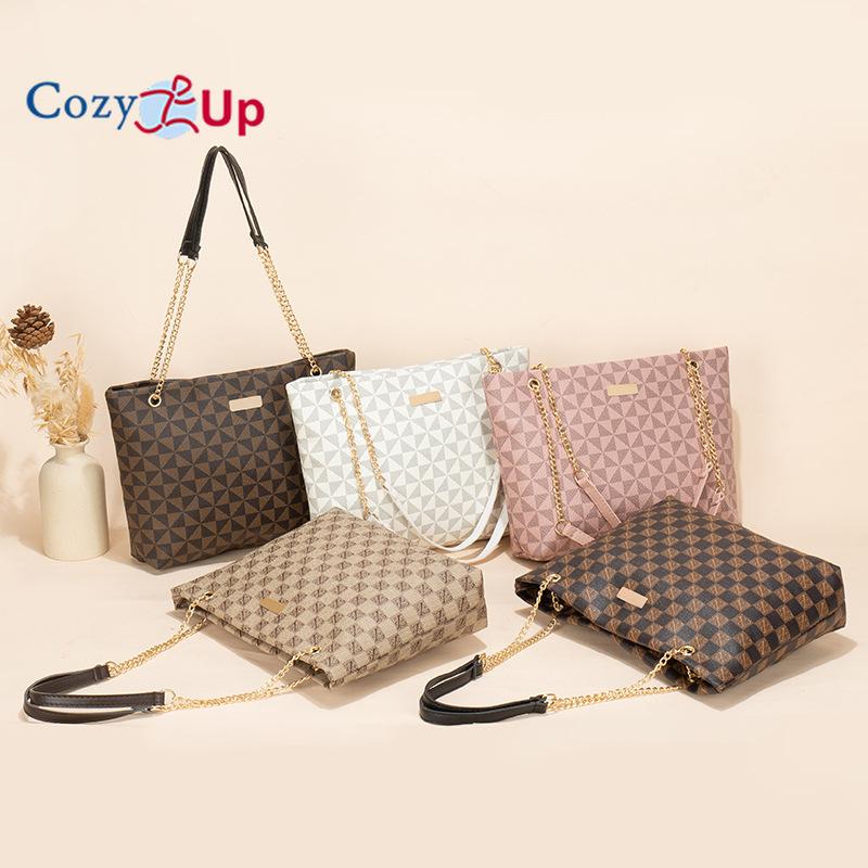 Женская сумка-тоут Cozy Up с геометрическим принтом и блестящей декоративной цепочкой — фото 3