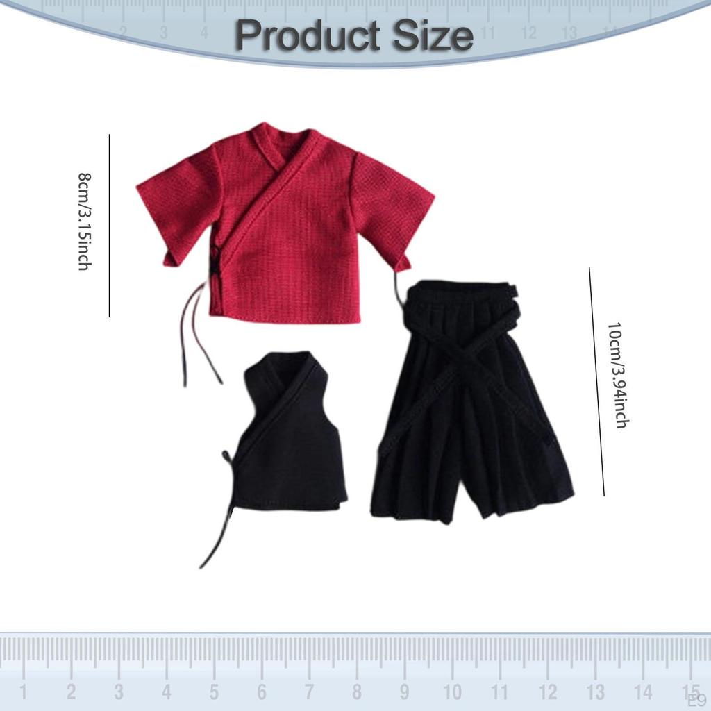 1/ Doll Costume for Figurine, Samurai Uniform, Miniature Clothes 15cm Male Dolls