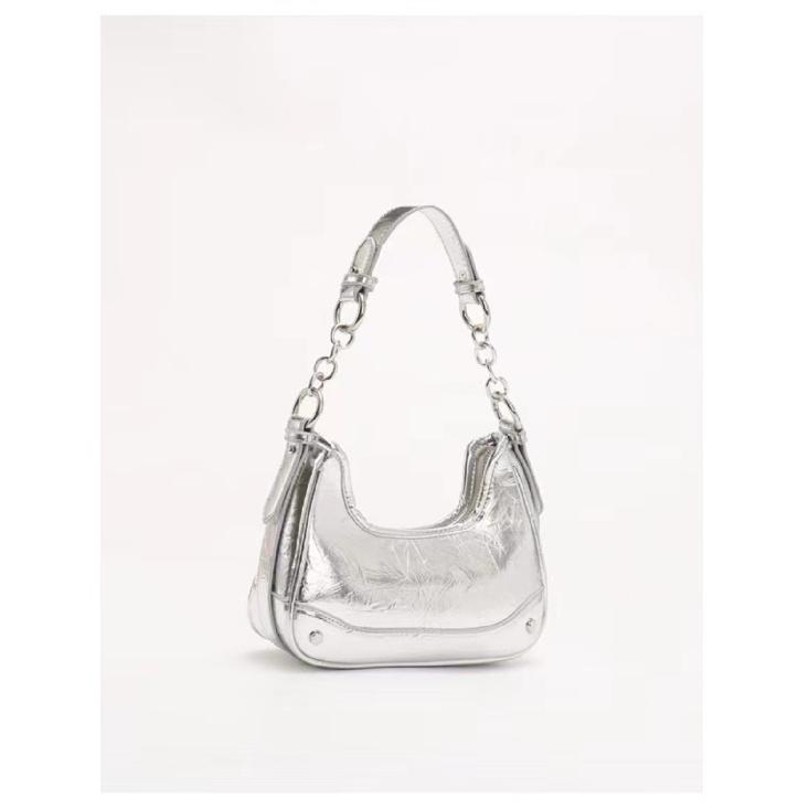 

Silver Underarm Bag for Women Summer 2025 Niche Simple Shoulder Bag Commuting High-Quality Dumpling Bag Trendy серебряный