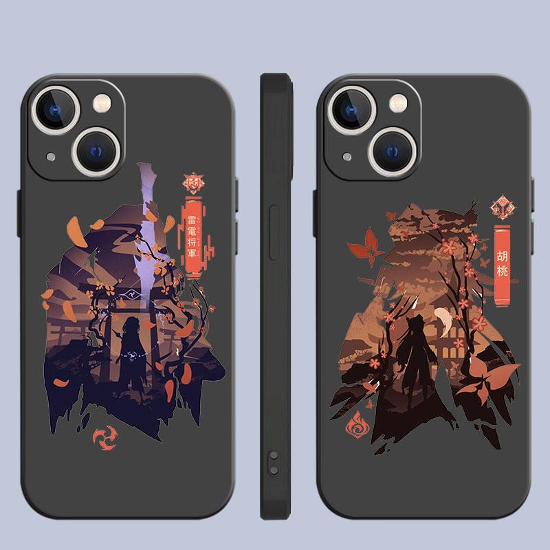 Pouzdro Pro Apple iPhone 14 13 11 12 Pro 7 XR X XS Max 8 Plus 6 6S SE 2022 13Pro Černé Měkké Telefon Funda Anime Genshin Impact Roztomilé