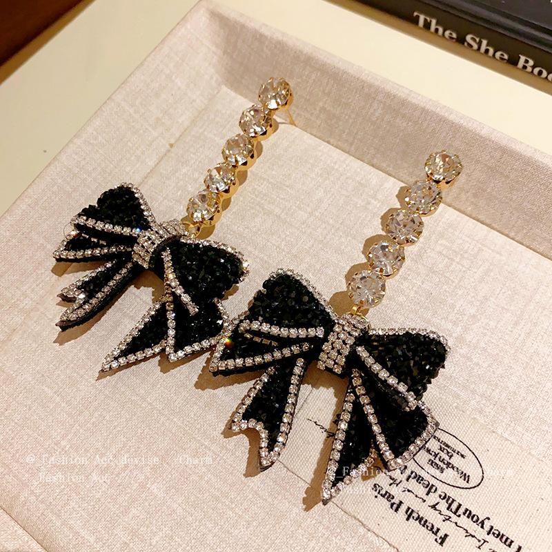 Silver Needle Shiny Flower Pendant Earrings European and American Exaggerated Atmospheric Earrings Light Luxury Fashion Temperament Earrings