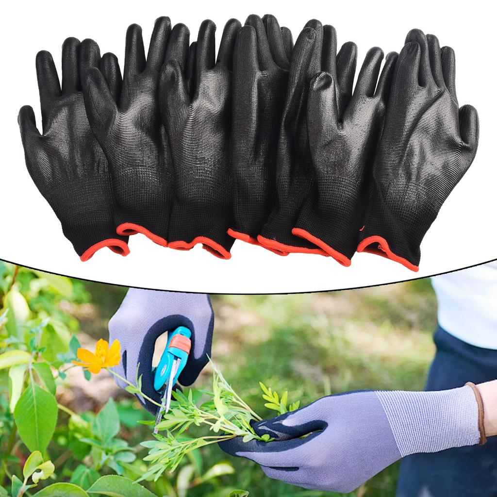 Work Gloves PU Coated Knit Cuffs Flexible Safety Hand Protect Antiskid