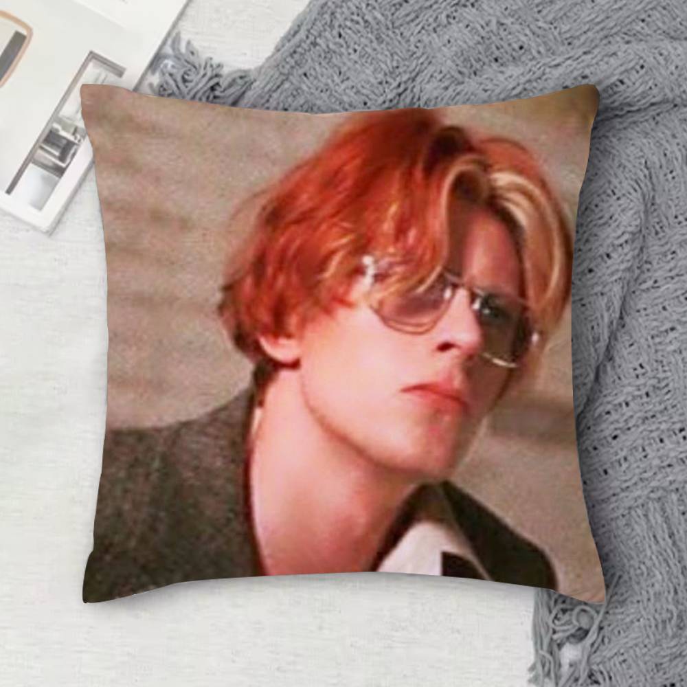 Housse de coussin décorative carrée imprimée recto-verso David Bowie pour canapé, salon, décoration intérieure