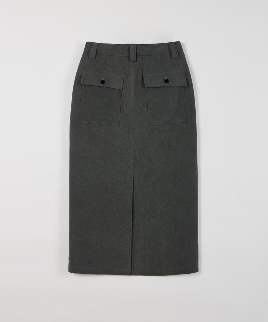 Pildeoseu Woman Pigment Vintage Skirt Deep Khaki