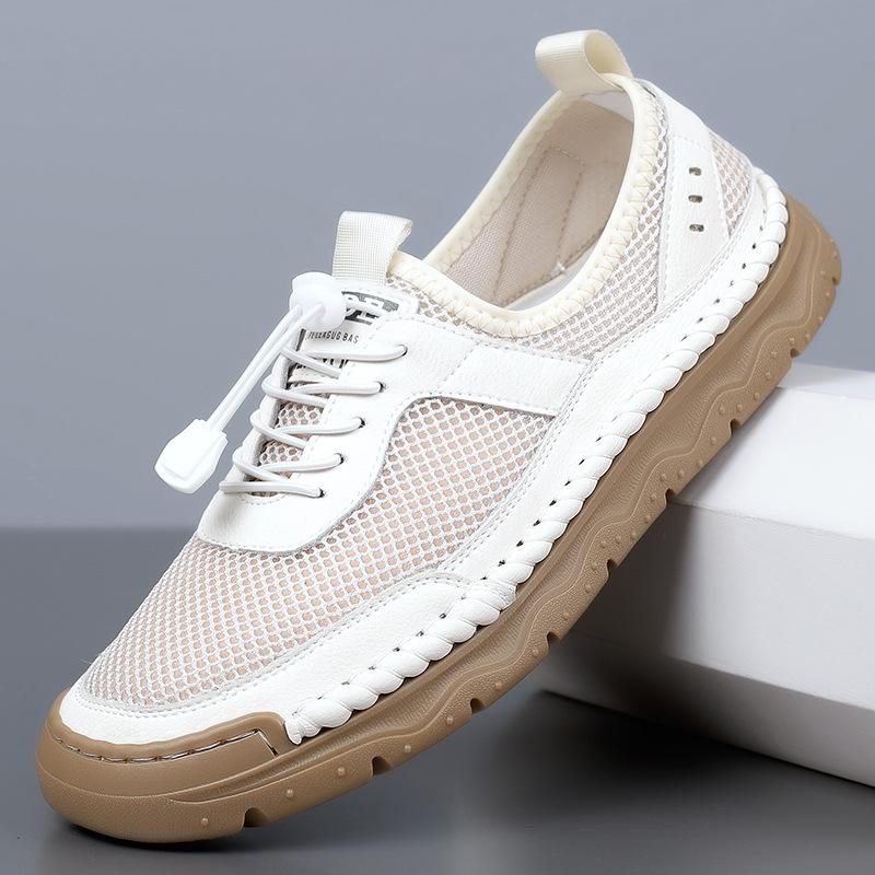 

Мужские новые летние дышащие и легкие повседневные туфли из летящей тканой сетки, туфли на мягкой подошве на одной педали 2025 38 белый