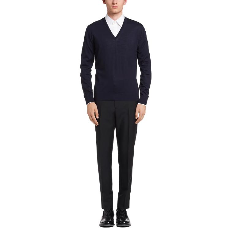 PRADA Sweaters Men's Blue V-neck Moderate UMM985-C5W-F0SVF