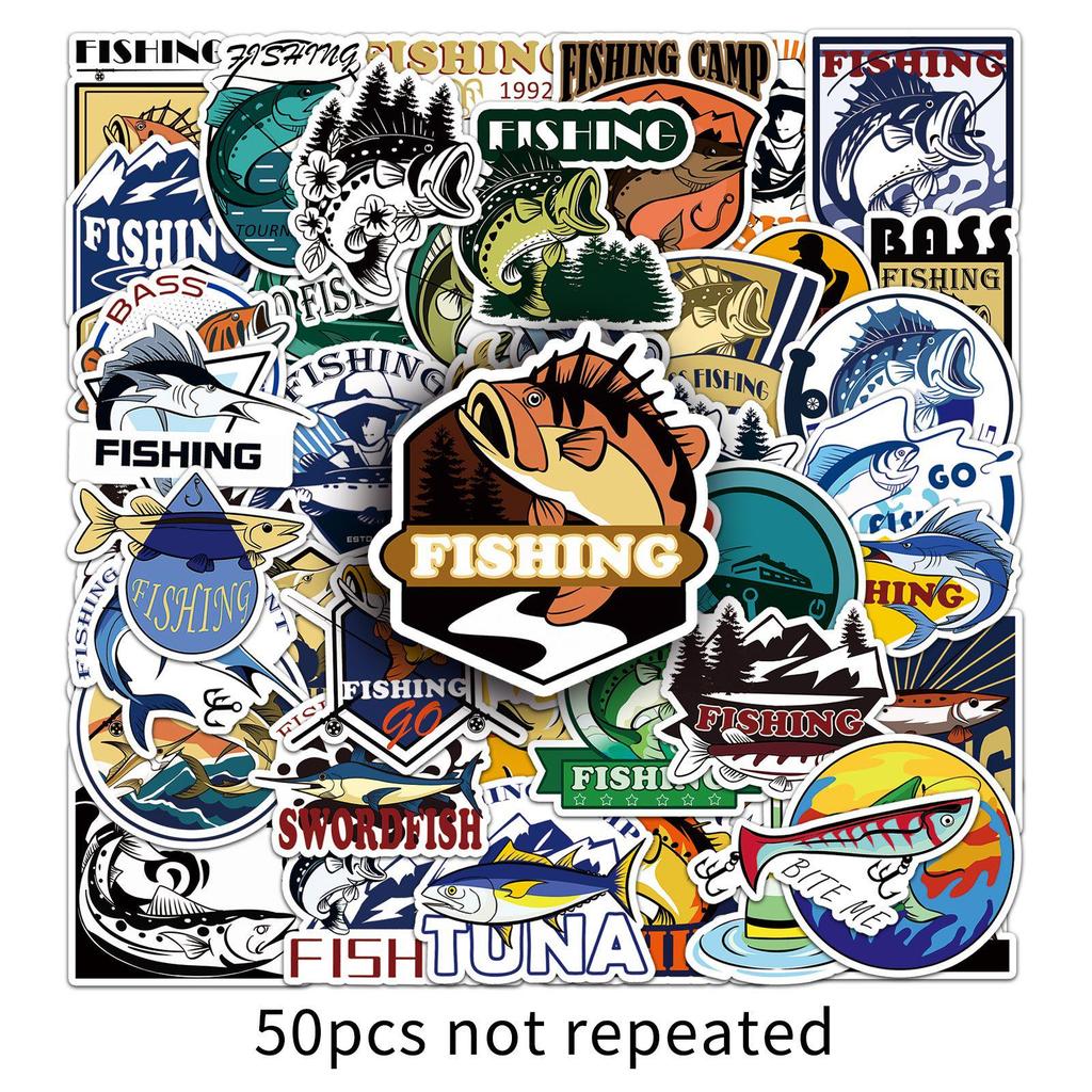 50pcs Waterproof Fishing Stickers - Non-infringing Original Graffiti for Outdoor Decoration, Fishing Boxes, Suitcases, and Stationery