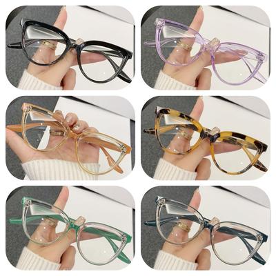 Women's Cat Eye Glasses Trendy Design Large Frame Anti Blue Light Glasses Fashion Computer Optical Spectacle Eyewear