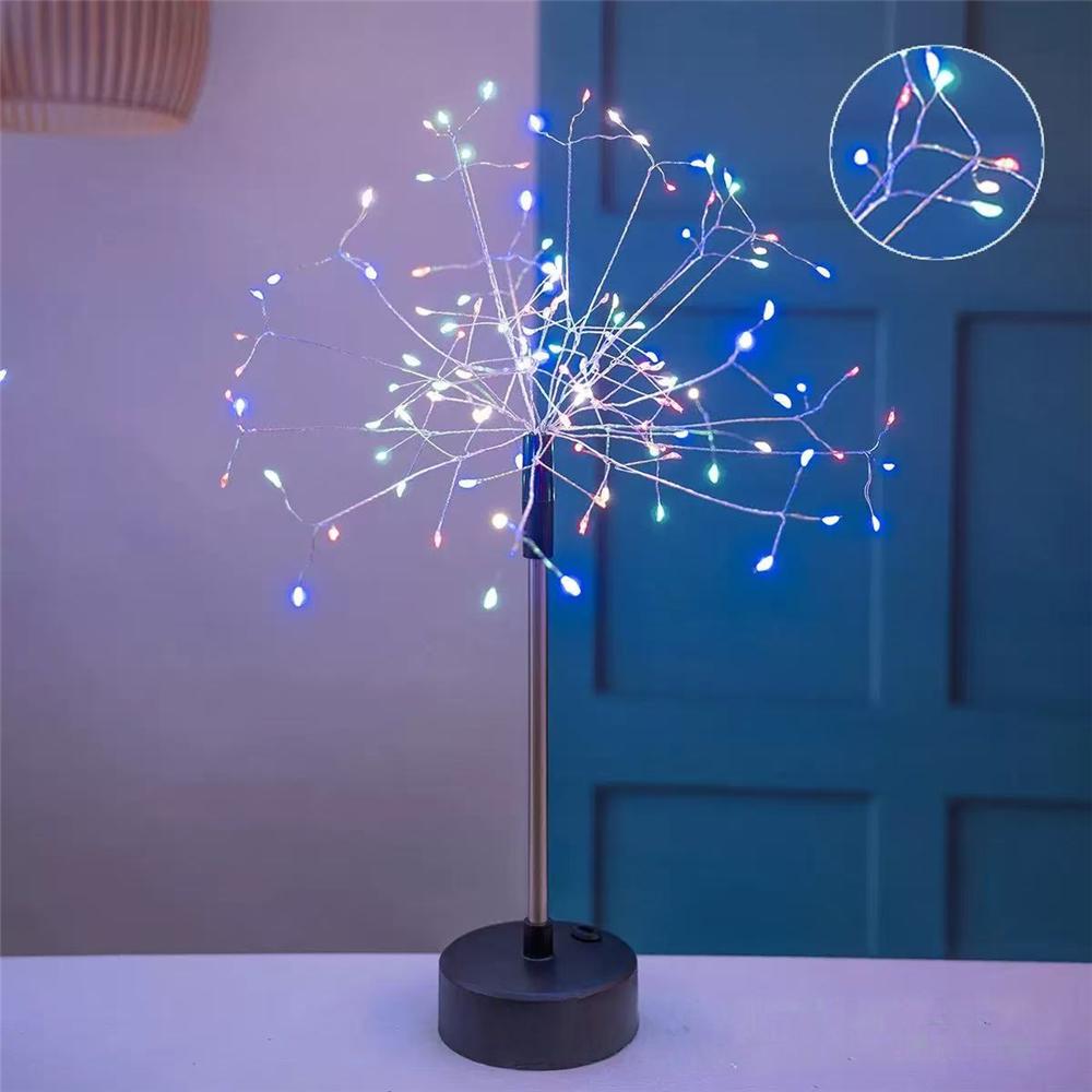 Mini Table Starburst Silver Lights Battery & USB Operated LED Christmas Starburst Firework Lamp for Xmas Party Home Decor