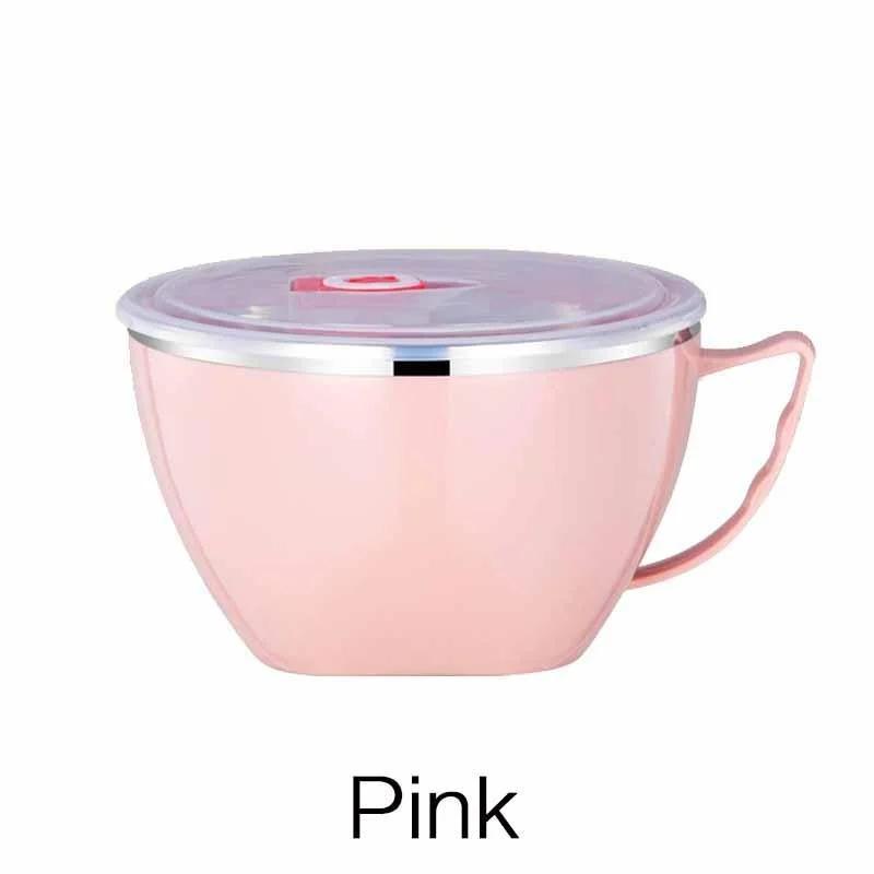 2 Styles Stainless Steel Instant Noodle Bowl with Lid Dormitory Student Drainable Large Capacity Food Grade Instant Noodle Bowl