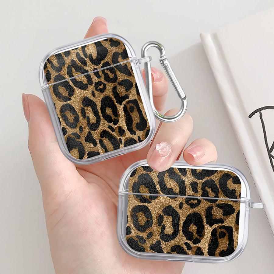 Texture Leopard Print Clear Earphone Cases Cover Case For Airpods Pro3 Pro2 2 3 4 1 Pro