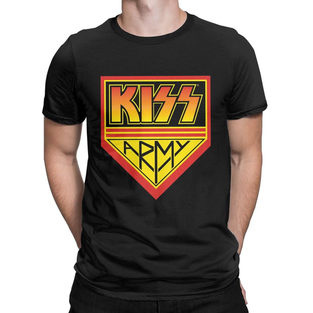 Men T-Shirts Kiss Army Logo Casual Cotton Tee Shirt Short Sleeve Rock Brand T Shirts Round Collar Tops Gift Idea