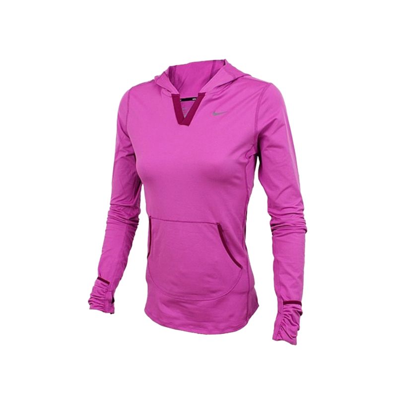 Nike T Shirts Women s Rose Red Hooded Moderate 545895-667 L