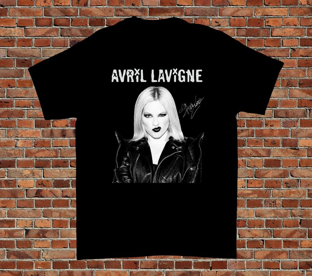 Maglietta Unisex Manica Corta Nera Firma Avril Lavigne Taglia Unica