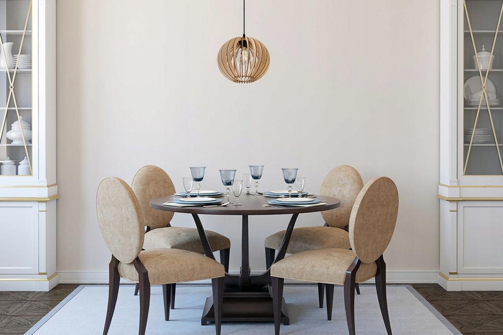 Hanging Lamp Made of Plywood, Spherical Lampshade, E27, Adjustable