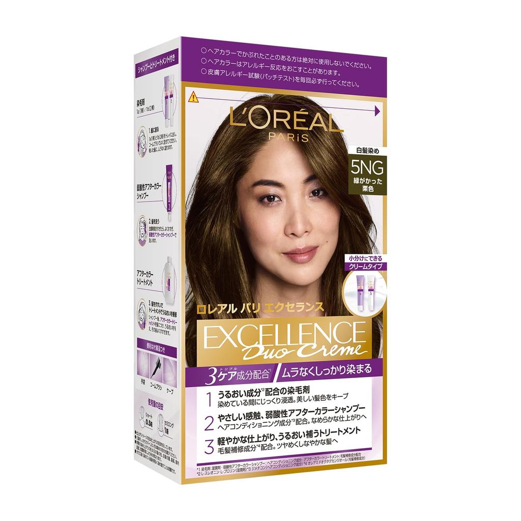 Paris Excellence R Cream Hair Greenish Chestnut Brown L'Oreal Color, 5NG,