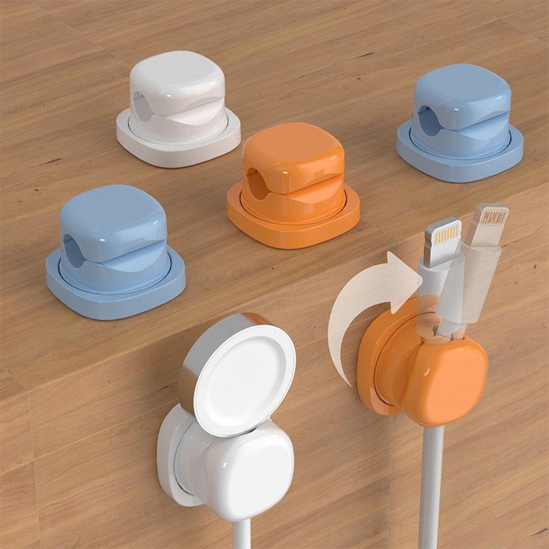 Rotating Desktop Cable Organizer: Mobile Phone Charging and Management Clip