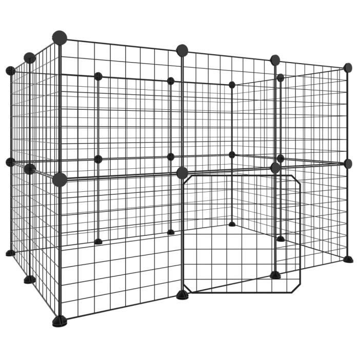 3114037 vidaXL Pet Cage with 20 Panels and Door Black 35x35 Cm