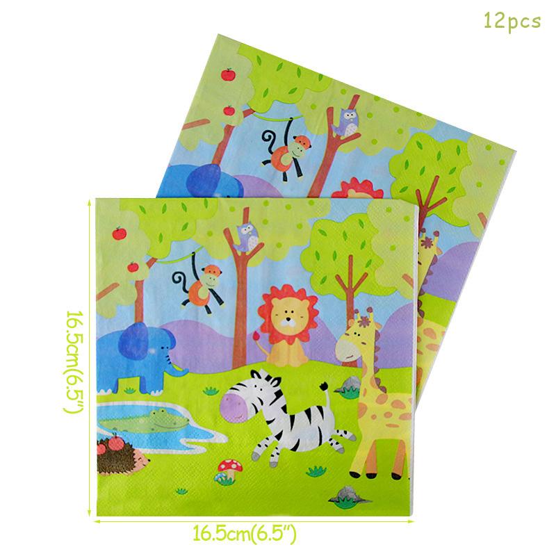 Safari Party Tableware Set Birthday Party Decoration Kids Plate Cups Hats Tablecloth Straw Animal Jungle Birthday Decor Supplies