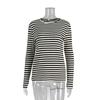 T-shirt Base da Donna a Maniche Lunghe a Righe Girocollo Slim Fit in Cotone per Autunno Inverno, Maglietta Intima Casual da Pendolare