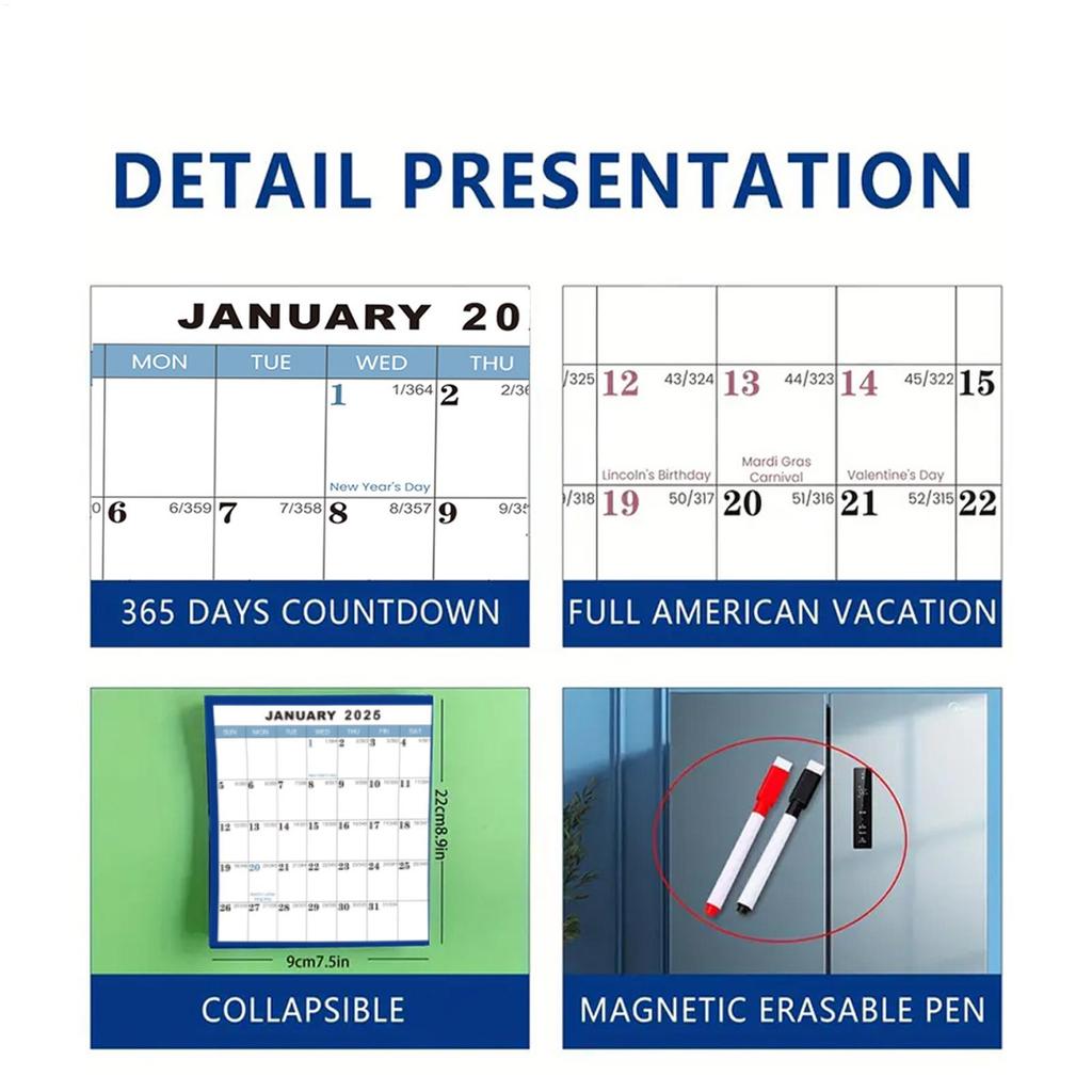2026 Erasable Large Wall Calendar 24 x 36 in 12-Month Annual Calendar, Double-Sided Erasable Calendar, Work Schedule Planner