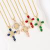 Roestvrij Staal Ketting Grote Meerkleurige Kristallen Kruis Hanger Ketting Koper Goud Verguld Maagd Maria Sieraden Cadeau