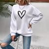 2026 European & American Heart Print Round Neck Long Sleeve Velvet Hoodie - Women's Fashion Collection