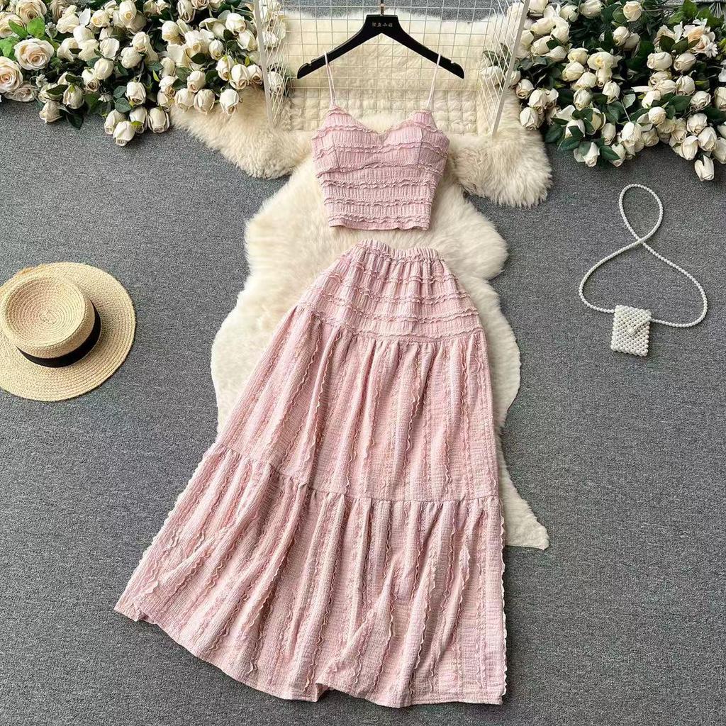 Schickes schulterfreies Top & A-Linien Prinzessinnenkleid Zweiteiliges Set