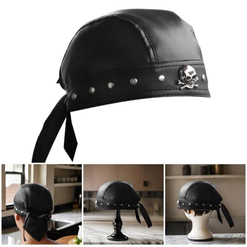 Hip Hop Dark Durag Doo Rag Berretti Durag Cappello da Pirata per Passeggiate in Strada Oggetti di Scena Fotografici PU Oggetti di Scena Fotografici Grunge