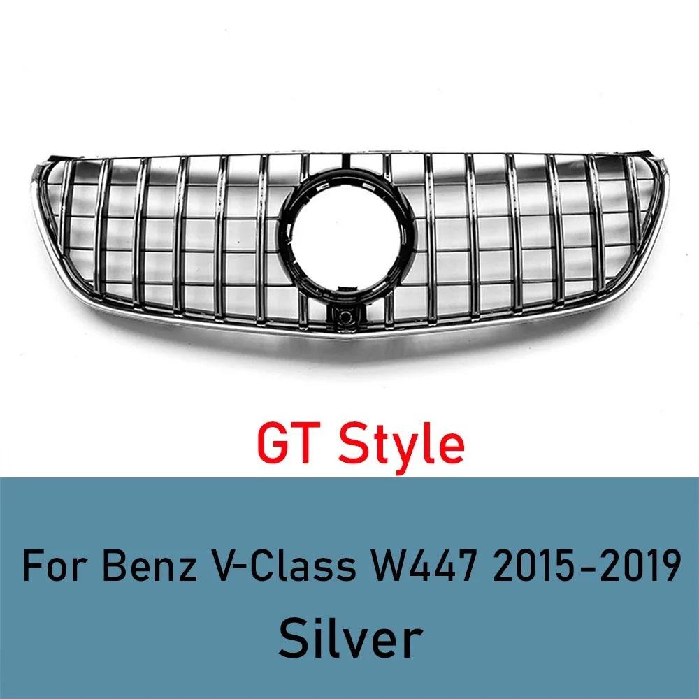 Für Mercedes V-Klasse W447 W448 2015-2019 V250 V260 Sport Kühlergrill Gitter Glänzend Schwarz ABS Stoßstangengrill Autozubehör